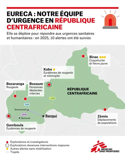 carte sanitaire d'URECA du MSF enforce son action sanitaire d'urgence
