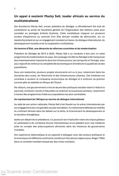 Déclaration du soutien à l'ancien Président sénégalais