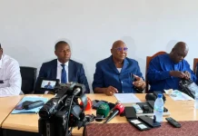 Centrafrique : six mois après l’investiture pour un troisième mandat de Touadéra, le BRDC alerte sur la dégradation des conditions de vie Les leaders du BRDC lors de la conférence de presse du vendredi 11 septembre 2026. Photo CNC